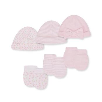 商品Baby Girls Hats and Scratch Mittens, 6 Piece Set图片