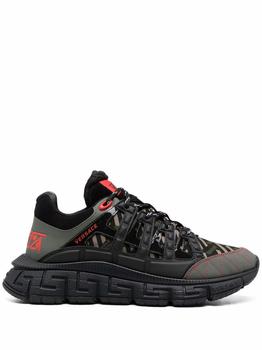 范思哲男鞋海淘, Versace | Versace Men's Black Polyurethane Sneakers商品图片 