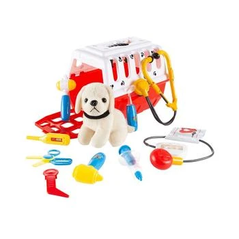Trademark Global | Hey Play Kids Veterinary Set With Animal Medical Supplies, Plush Dog And Carrier For Boys And Girls, 11 Piece 