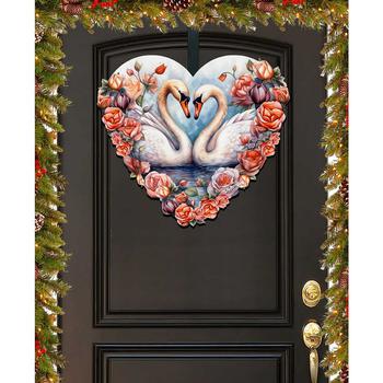 商品Holiday Door Decor Wooden Wall Decor Swans Love G. DeBrekht图片
