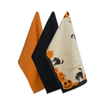 Design Imports | Assorted Jack-O-Lantern Halloween Printed Dishtowel Set,商家Macy's,价格¥165