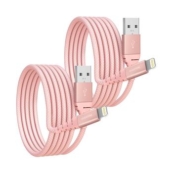 商品Apple MFi Certified iPhone 11/XR/SE/10/8 10ft Charging Cable | USB to Lightning Cable for iPhone - Rose Gold (2-Pack)图片