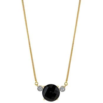 Macy's | Onyx & Diamond Accent 16" Pendant Necklace in 14k Gold 3.5折