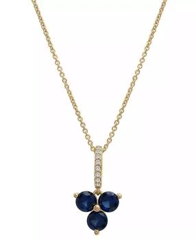 Macy's | Lab-Grown Blue Sapphire (1-1/10 ct. t.w.) & Diamond (1/20 ct. t.w.) Trillium 18" Pendant Necklace in 14k Gold-Plated Sterling Silver,商家Macy's,价格¥836