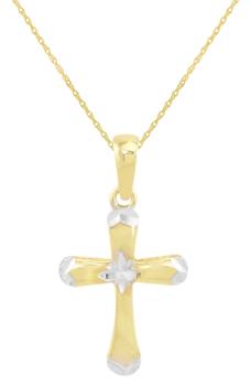商品CANDELA JEWELRY | 10K Gold Two-Tone Cross Pendant Necklace,商家Nordstrom Rack,价格¥906图片