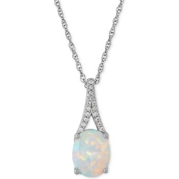 Macy's | Lab-Created Opal (1 ct. t.w.) and White Sapphire Accent Pendant Necklace in Sterling Silver,商家Macy's,价格¥614
