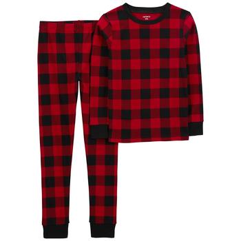 商品Little Boys and Girls Buffalo Check 100% Snug Fit Cotton Pajamas, 2 Piece Set图片