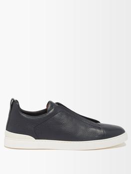zegna鞋真假, Zegna | Triple Stitch grained-leather trainers商品图片 