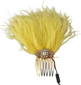 Dolce & Gabbana  Brass Clear Crystal Feather Comb Hair Grip Women's Stick