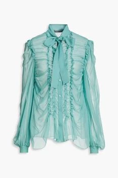 推荐Pussy-bow ruffled silk-georgette blouse商品