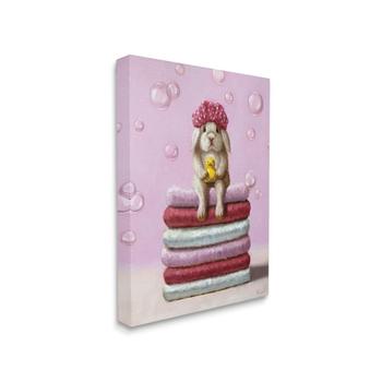 商品Stupell Industries | Cute Baby Rabbit on Bath Towels Soap Bubbles Art, 16" x 20",商家Macy's,价格¥375图片