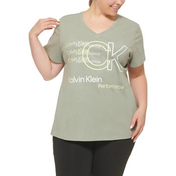Calvin Klein | Calvin Klein Performance Womens Plus Modal Blend Graphic T-Shirt商品图片,5.3折
