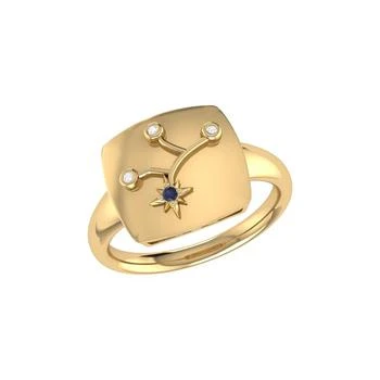 LuvMyJewelry | Virgo Maiden Blue Sapphire & Diamond Constellation Signet Ring in 14K Yellow Gold Vermeil on Sterling Silver,商家Verishop,价格¥1369