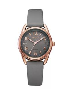 商品Citizen | Eco Drive Gray Leather Strap Watch,商家Belk,价格¥1345图片