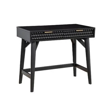 FurnizzeMe | Writing Desk with 2 Drawers and Wooden Frame, Black,商家Premium Outlets,价格¥11636