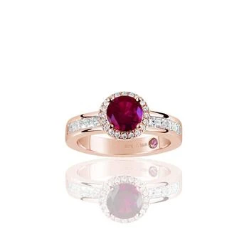 Suzy Levian Rose Sterling Silver Created Ruby Round Cut Engagement Ring