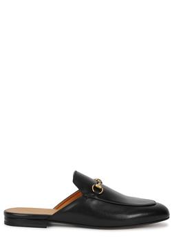 Gucci | Princetown black leather backless loafers商品图片,