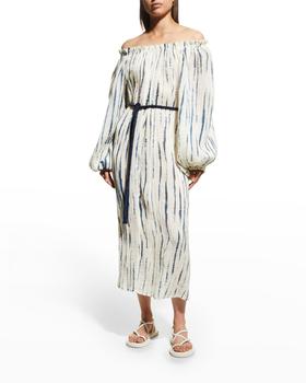 Tory Burch | Wavelength Ruffle-Neck Off-Shoulder Midi Dress商品图片,