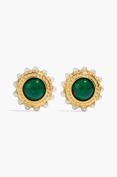 商品24-karat gold-plated, faux pearl and stone clip earrings,商家THE OUTNET US,价格¥805图片