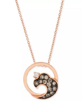 Le Vian | Chocolate Diamond® & Vanilla Diamond® Aloha Wave 18" Pendant Necklace (1/3 ct. t.w.) in 14k Rose Gold,商家Macy's,价格¥15709