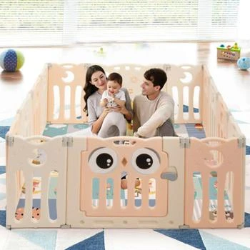 Hivvago | 14-Panel Baby Playpen Kids Activity Center Foldable Play Yard with Lock Door-Pink,商家Premium Outlets,价格¥1085