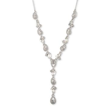 纪梵希项链真假, Givenchy | Silver-Tone Crystal Floral Lariat Necklace, 16" + 3" extender商品图片 