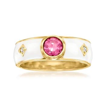 Ross-Simons | Ross-Simons Pink Topaz Ring With Diamond Accents and White Enamel in 18kt Gold Over Sterling,商家Premium Outlets,价格¥840