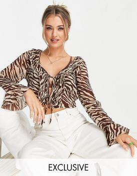 product Stradivairus ruffle blouse in zebra print image