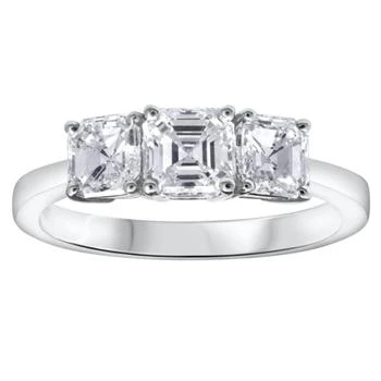 Pompeii3 | G/VS 1.75Ct Asscher Cut Moissanite 3-Stone Engagement Ring 14k White Gold,商家Premium Outlets,价格¥4659