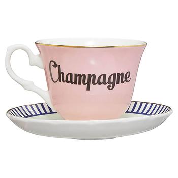 商品The Hut | Yvonne Ellen Champagne Teacup and Saucer - Pink,商家The Hut,价格¥155图片