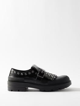 Alexander McQueen | Boxcar eyelet-studded leather Derby shoes商品图片,