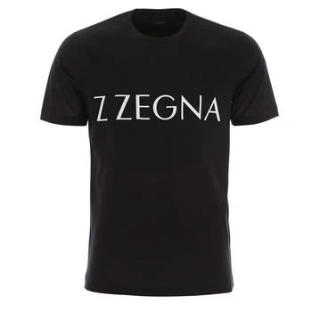 Zegna | Z Zegna Men's Black Logo Short Sleeve Cotton T-Shirt,商家Premium Outlets,价格¥585