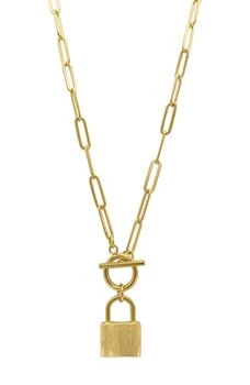 ADORNIA | 14K Gold Plated Water Resistant Paper Clip Chain Lock Toggle Necklace 3.1折, 独家减免邮费