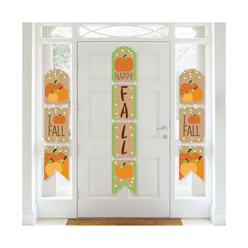 商品Pumpkin Patch - Hanging Vertical Paper Door Banners - Fall Halloween Thanksgiving Party Wall Decoration Kit - Indoor Door Decor图片