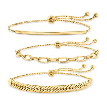 推荐Ross-Simons 18kt Gold Over Sterling Jewelry Set: 3 Bolo Bracelets商品