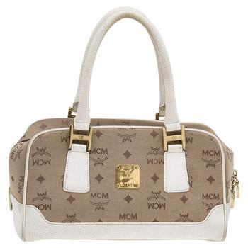 product MCM Beige/White Visetos Canvas and Leather Satchel image