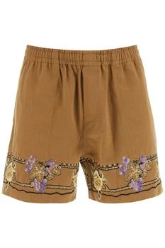 推荐Autumn Royal Shorts With Floral Embroideries商品