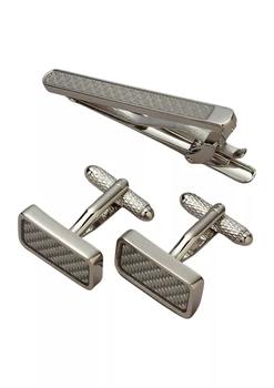 product Textured Silver Tie Bar and Cuff Link set image
