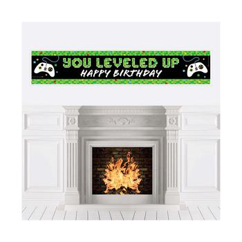 商品Game Zone - Pixel Video Game Happy Birthday Decorations Party Banner图片