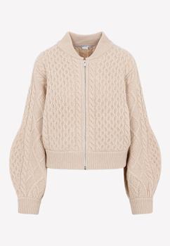 推荐Aran Cable Zipped Sweater in Virgin Wool商品
