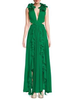 商品PatBO | Plunge Cutout Flutter Gown,商家Saks OFF 5TH,价格¥2492图片