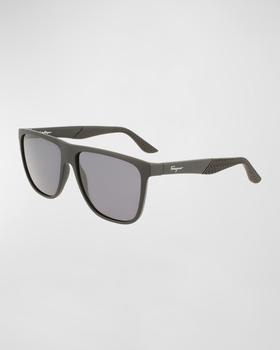 Salvatore Ferragamo | Men's Gancini Flat-Top Navigator Sunglasses商品图片,