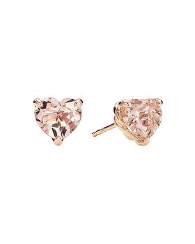 商品Châtelaine® Heart Stud Earrings in 18K Rose Gold with Morganite图片