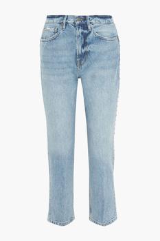推荐Le Piper studded distressed high-rise straight-leg jeans商品