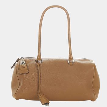 美国prada包, [二手商品] Prada | Prada Brown/Beige Vitello Daino Boston Bag商品图片 1.9折