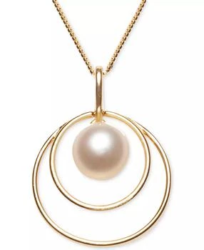 Macy's | Cultured Freshwater Pearl (8mm) Double Loop 18" Pendant Necklace in 18k Gold-Plated Sterling Silver,商家Macy's,价格¥322