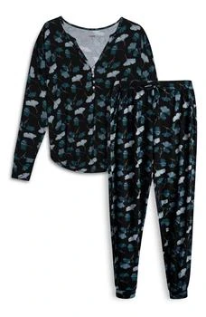 推荐Ginkgo Print Long Sleeve Henley & Joggers 2-Piece Pajama Set商品