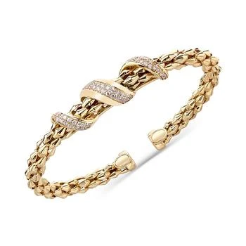Macy's | Diamond Pavé Twist Pyramid Link Cuff Bracelet (5/8 ct. t.w.) in 14k Gold-Plated Sterling Silver,商家Macy's,价格¥5238