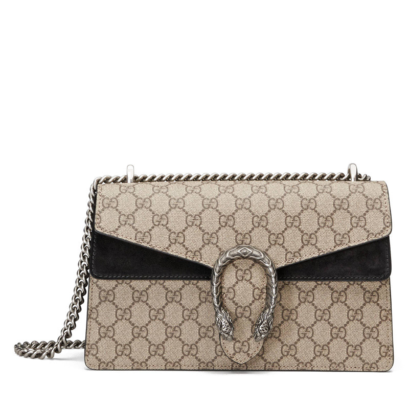 古驰链条包, Gucci | GUCCI/古驰 Dionysus女士小号棕色帆布黑色麂皮链条单肩酒神包 400249 KHNRN 9769商品图片 8折×额外9.5折, 包邮包税, 额外九五折