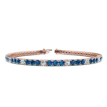 SSELECTS | 5 Carat Blue And White Diamond Alternating Tennis Bracelet In 14 Karat Rose Gold, 9 Inches,商家Premium Outlets,价格¥23238